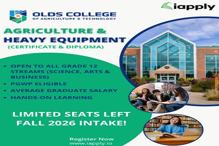  Limited Seats - Study Agriculture & Heavy Equipment at Olds College, Canada!